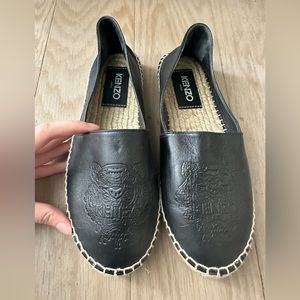Kenzo Black Leather Espadrilles, Size 39